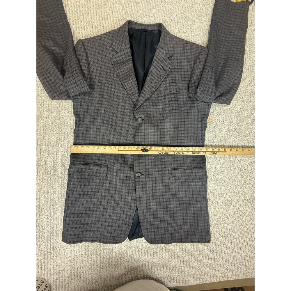 Burberry London Kensington 44L Blue Grey Plaid Linen Wool Linen 3 Button Blazer - Picture 12 of 15